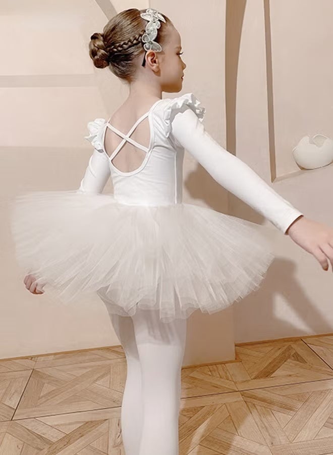 RedMapleTEK Girls Ballet Dresses Leotards with Skirt Dance Dress Long sleeve Ballerina Tutu Outfit Cotton Dress Ballet Skirt Mini Skirt Princess Dresses Dance Wear Clothes for Little Girl - Image 3
