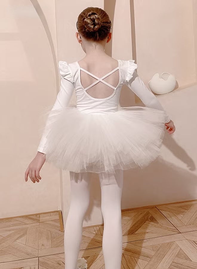 RedMapleTEK Girls Ballet Dresses Leotards with Skirt Dance Dress Long sleeve Ballerina Tutu Outfit Cotton Dress Ballet Skirt Mini Skirt Princess Dresses Dance Wear Clothes for Little Girl - Image 4