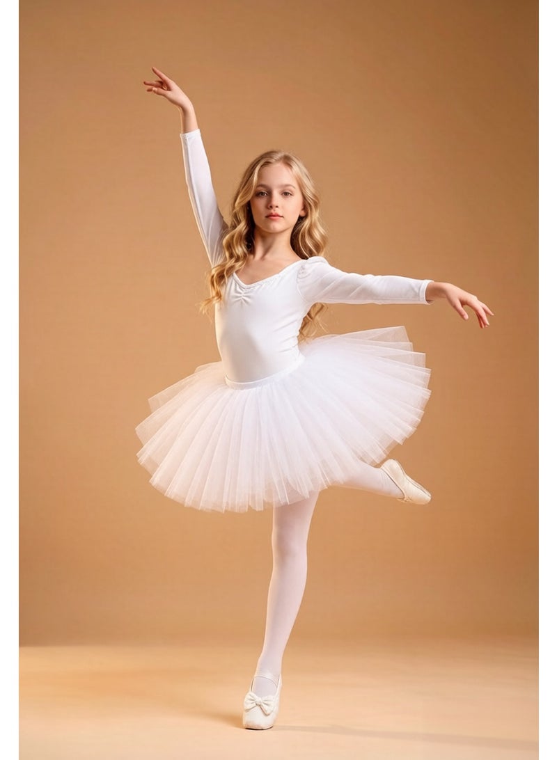 RedMapleTEK Girls Ballet Dress Long Sleeve Leotard with Tutu Skirt Cotton Ballerina Dance Wear Princess Outfit for Little Girls Wear Princess Costume for Dance Class, Party & Performance - Image 1