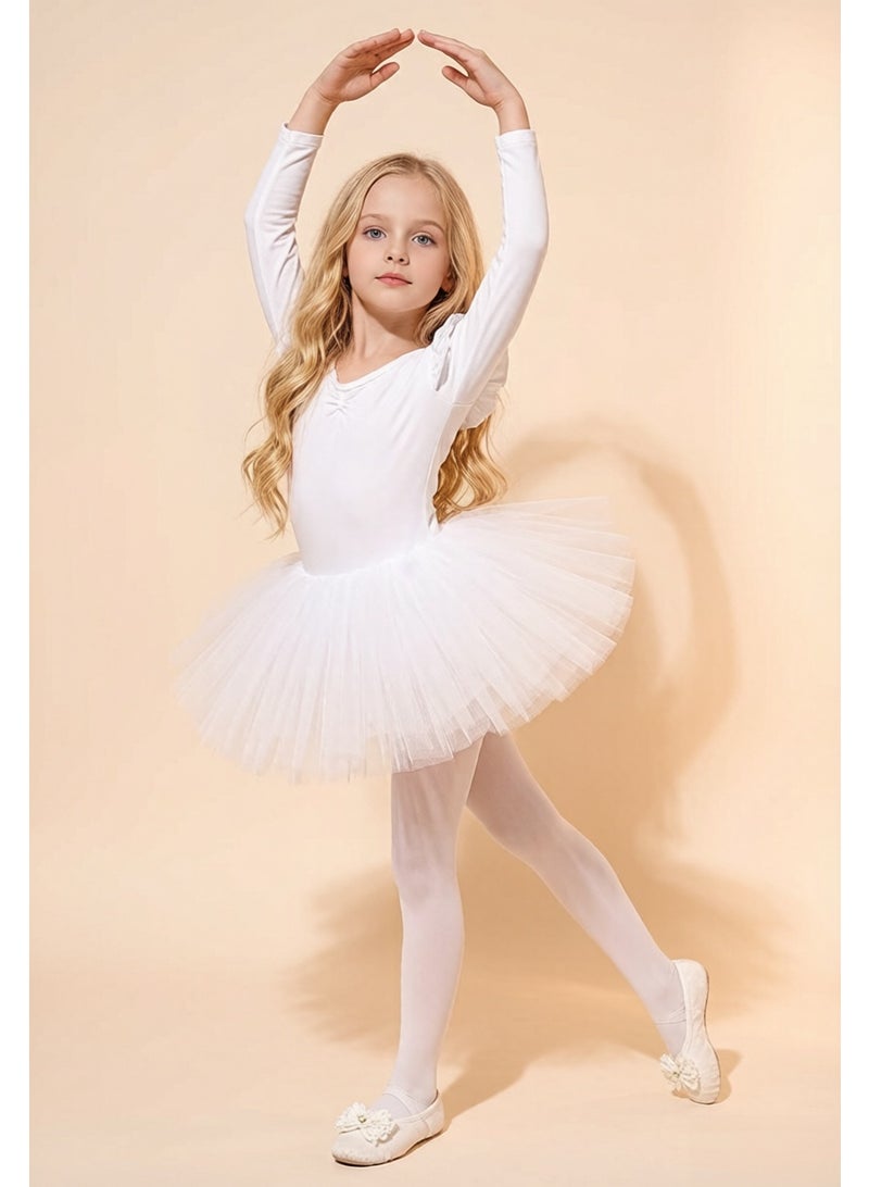 RedMapleTEK Girls Ballet Dress Long Sleeve Leotard with Tutu Skirt Cotton Ballerina Dance Wear Princess Outfit for Little Girls Wear Princess Costume for Dance Class, Party & Performance - Image 4
