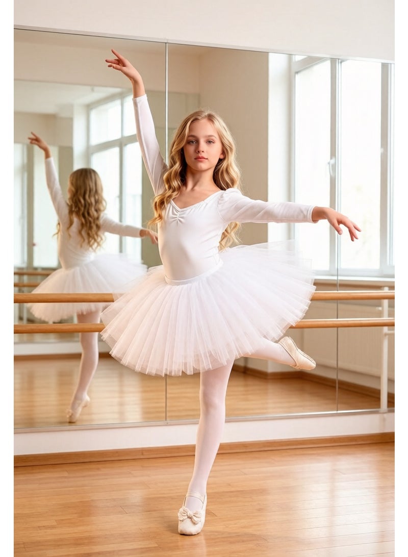 RedMapleTEK Girls Ballet Dress Long Sleeve Leotard with Tutu Skirt Cotton Ballerina Dance Wear Princess Outfit for Little Girls Wear Princess Costume for Dance Class, Party & Performance - Image 2