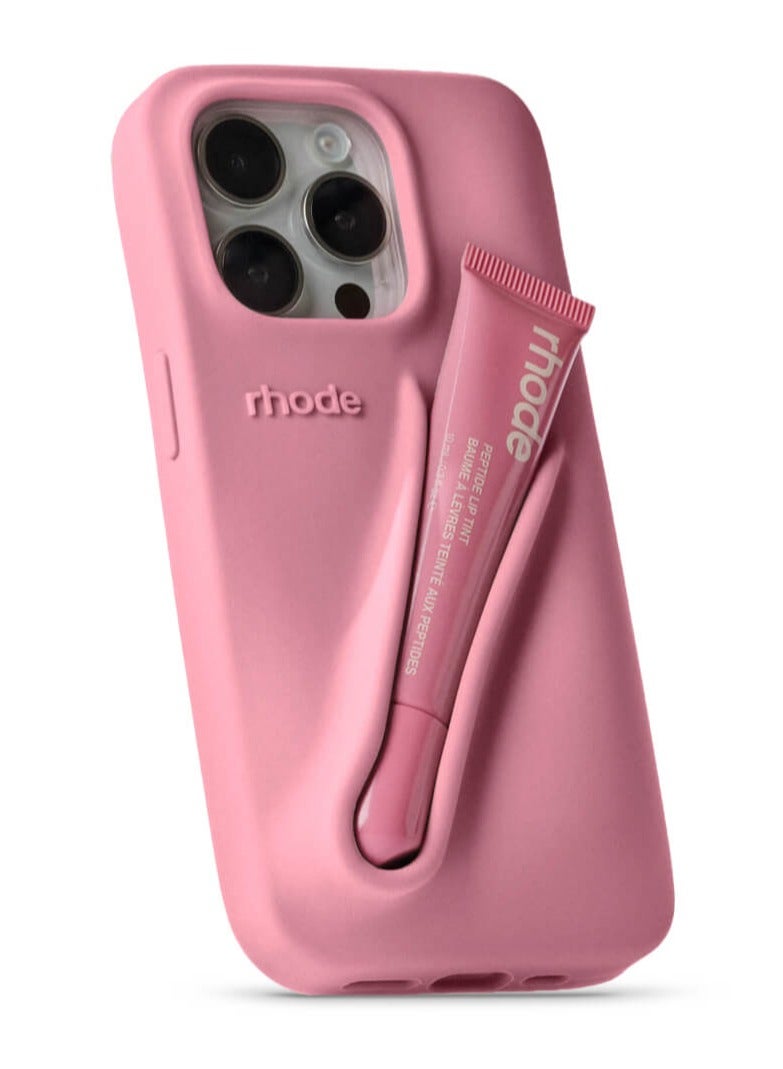 Rhode iPhone 15 Silicone Lip Holder for Cell Phone, Lip Gloss Adhesive Sleeve for Phone, Lip Holder Stick-on Phone Case, Back Stick On Holder for Rhode iPhone 15(Ribbon) - Image 1