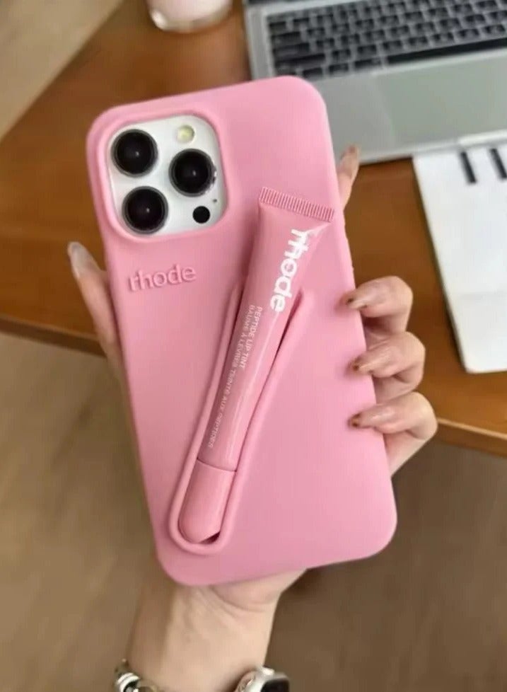 Rhode iPhone 15 Silicone Lip Holder for Cell Phone, Lip Gloss Adhesive Sleeve for Phone, Lip Holder Stick-on Phone Case, Back Stick On Holder for Rhode iPhone 15(Ribbon) - Image 2