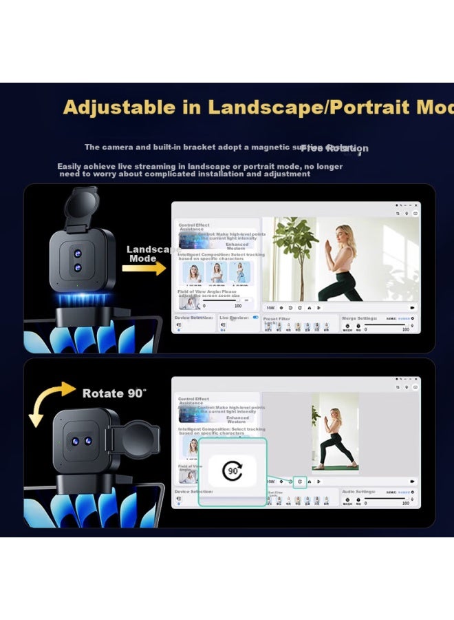 Stiger 4K Computer Webcam, Beauty Enhancement, Ultra-Clear Dual-Lens, Plug-And Camera, 20X Zoom Equipment, Vertical Screen, For Conference Video, Laptop And Desktop Computer - Image 3