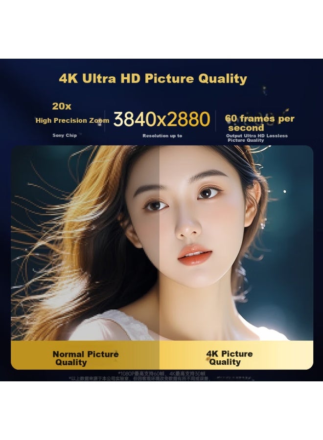 Stiger 4K Computer Webcam, Beauty Enhancement, Ultra-Clear Dual-Lens, Plug-And Camera, 20X Zoom Equipment, Vertical Screen, For Conference Video, Laptop And Desktop Computer - Image 2