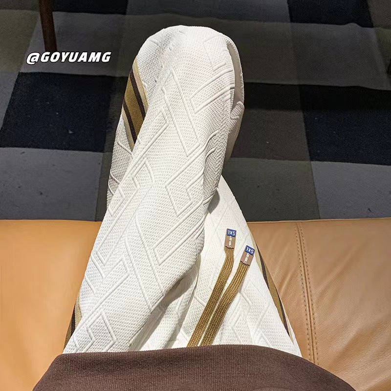 Striped Patchwork Sweatpants Unisex Casual Thickened White [regular]] - Image 4