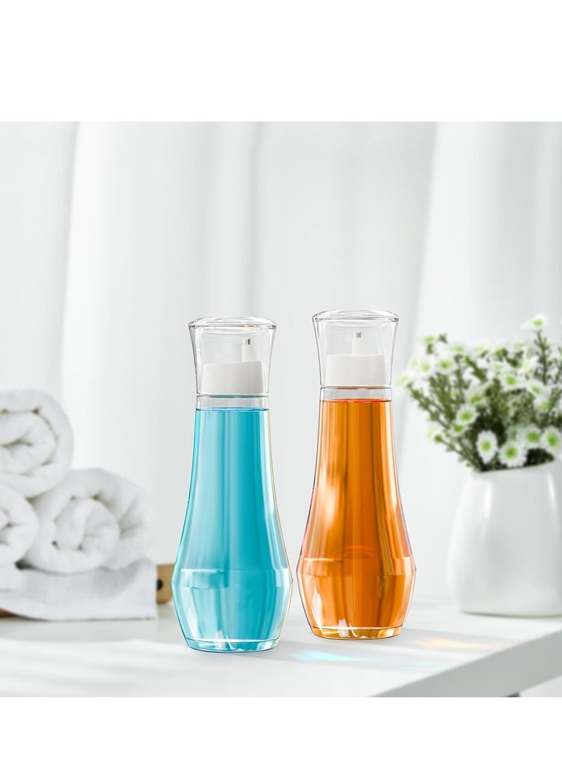 Glass Mouthwash Dispenser for Bathroom, 8.8OZ Mouth Wash Container Bottle with Lid Cup,Refillable Glass Mouth Wash Decanter,  Small Clear Decanter for Countertop,2 Pack  - Image 3