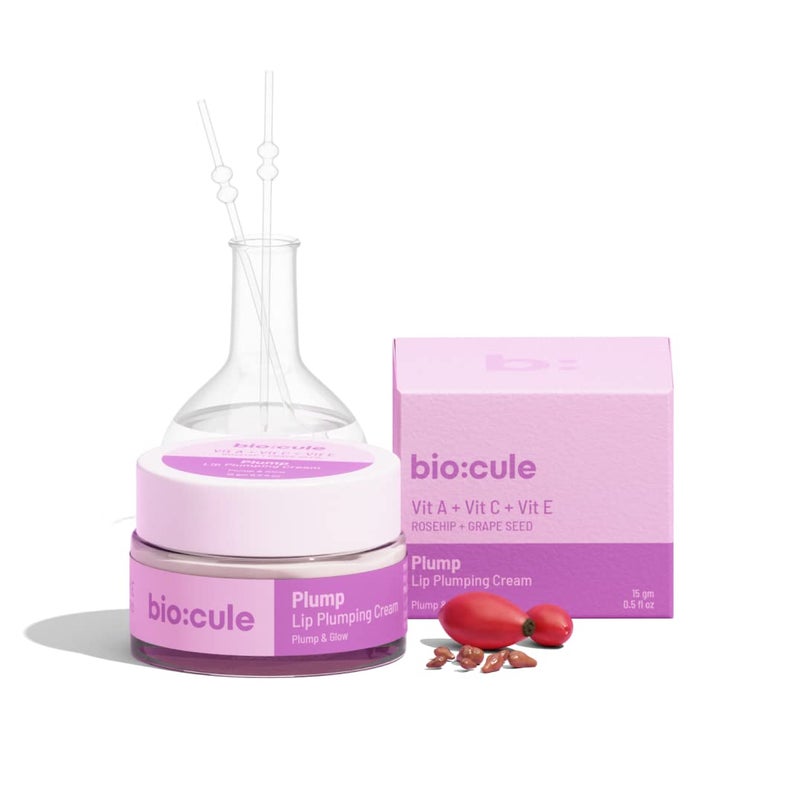 biocule Plump Lip Plumping Cream for Soft Plump Glowing Lips with Vitamin A Vitamin C Vitamin E from Rosehip Grapeseed for Men Women 100 Natural 15g - Image 1
