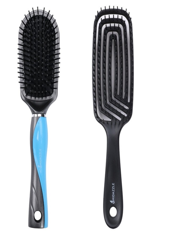 Omidazzle Midazzle Premium Hair Brush Set, Black and Blue Classic 3D Design, Pack of 2 - Image 1