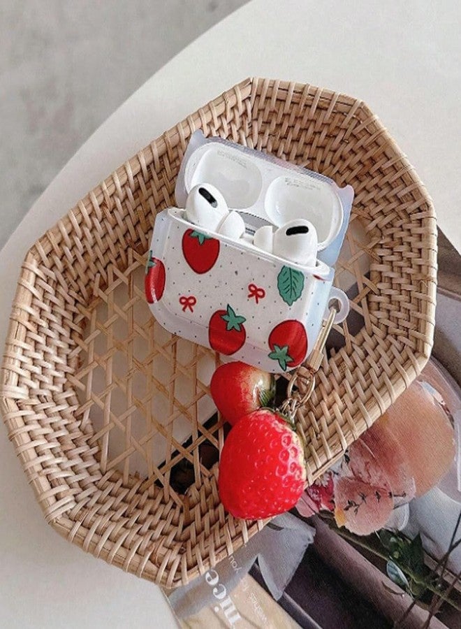 جراب سماعات أذن لسماعات AirPods 4، جراب شفاف جميل بلون الفراولة الحمراء، جراب سيليكون ناعم، غطاء حماية لسماعات AirPods 4، واقي من الصدمات، مع سلسلة مفاتيح. - Image 3