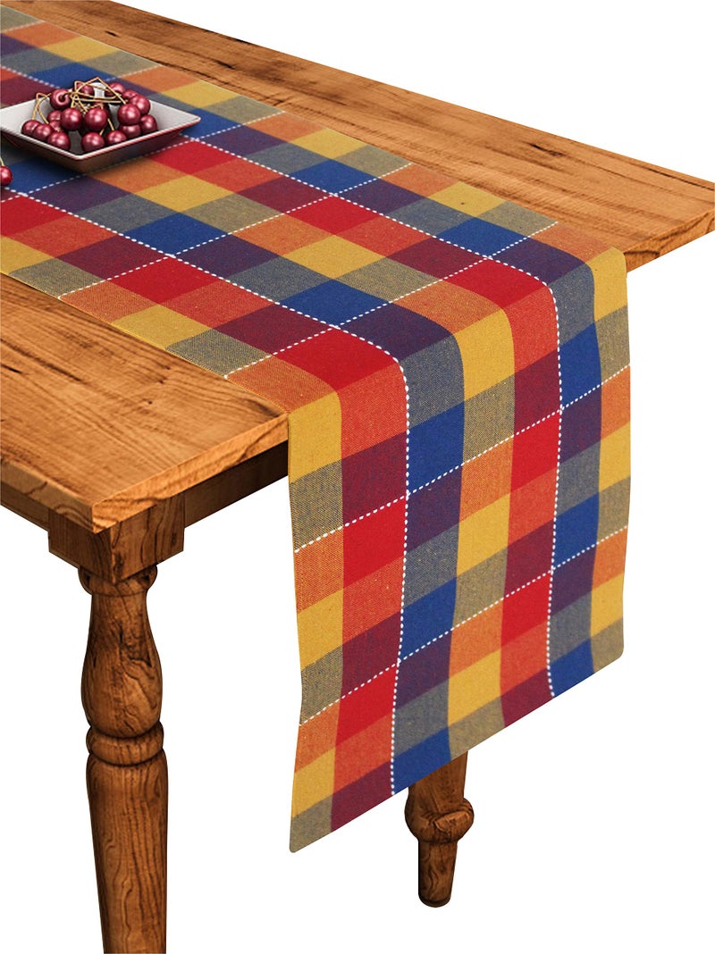 Airwill Cotton Addukkalm Designed Checked Pattern Table Runner Length 152cm (Multicolor, Pack of 1) - Image 5