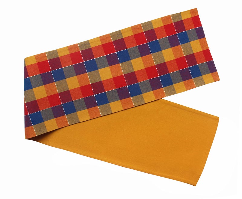 Airwill Cotton Addukkalm Designed Checked Pattern Table Runner Length 152cm (Multicolor, Pack of 1) - Image 3