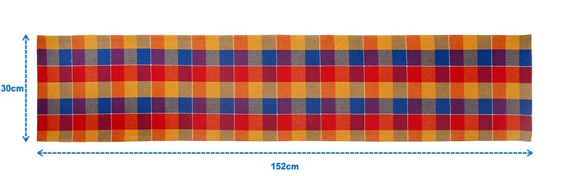 Airwill Cotton Addukkalm Designed Checked Pattern Table Runner Length 152cm (Multicolor, Pack of 1) - Image 2