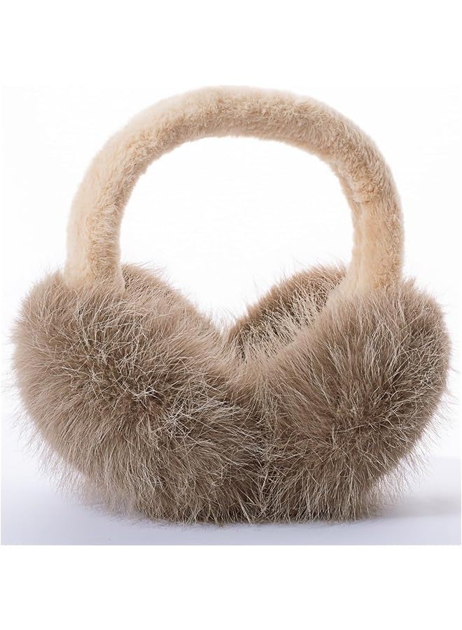 Winter Ear Muffs for Women Men - Foldable Fuzzy Earmuffs Faux Fur Ear Warmer,  Ear Covers for Cold Days