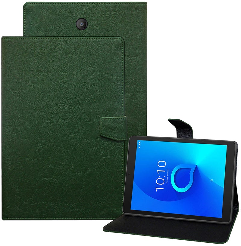 TGK Plain Design Leather Flip Stand Case Cover for Alcatel 3T8 Tablet 8 inches (Green) - Image 1