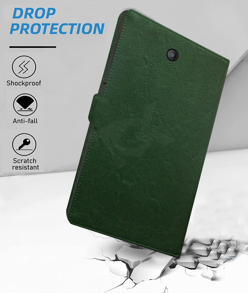 TGK Plain Design Leather Flip Stand Case Cover for Alcatel 3T8 Tablet 8 inches (Green) - Image 3