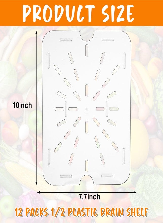 CoscosX 12-Pack Acrylic Food Drain Trays, Clear Plastic Drain Shelf for 1/2 Size Food Pans, Countertop Mount, Dishware - Image 2