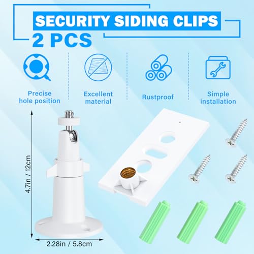 Saysurey 360 Adjustable Security Wall Mount Compatible with Spotlight Cam Camera Mounting Bracket Security White Metal Holder Indoor Outdoor Camera System2 Pack - Image 3