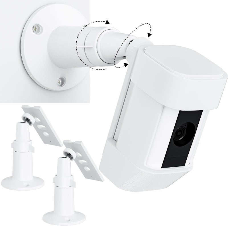 Saysurey 360 Adjustable Security Wall Mount Compatible with Spotlight Cam Camera Mounting Bracket Security White Metal Holder Indoor Outdoor Camera System2 Pack - Image 2