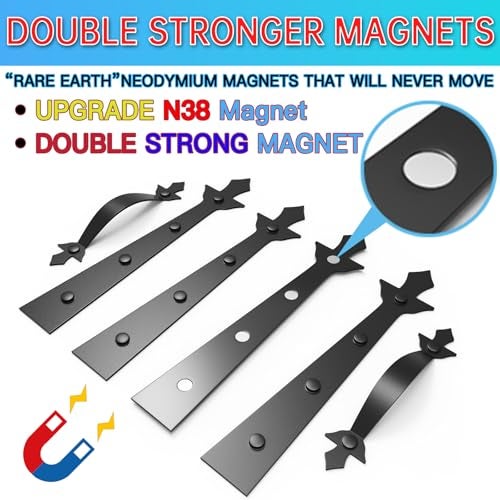 RHULKRUI Strong Magnetic Garage Door Decorative Hardware,Garage Door Magnetic Hardware with 4 Strong Magnets,Garage Door Decorative Hardware 4 Hinges+2 Handles,Second Upgrade N38 Magnet【Double Strong Magnetic】 - Image 3