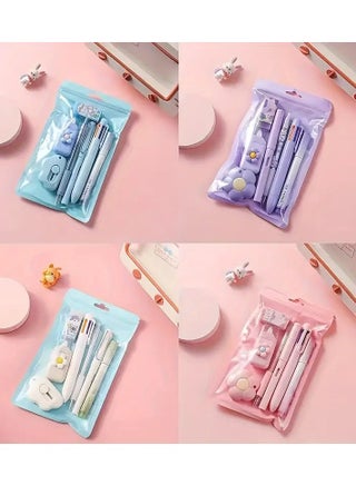 7pcs Stationery Set - Multi-Functional Writing Tools Including Gel Pen, Eraser, and 6-Color Ballpoint Pens - Perfect Office & Writing Supplies(white) - view 3