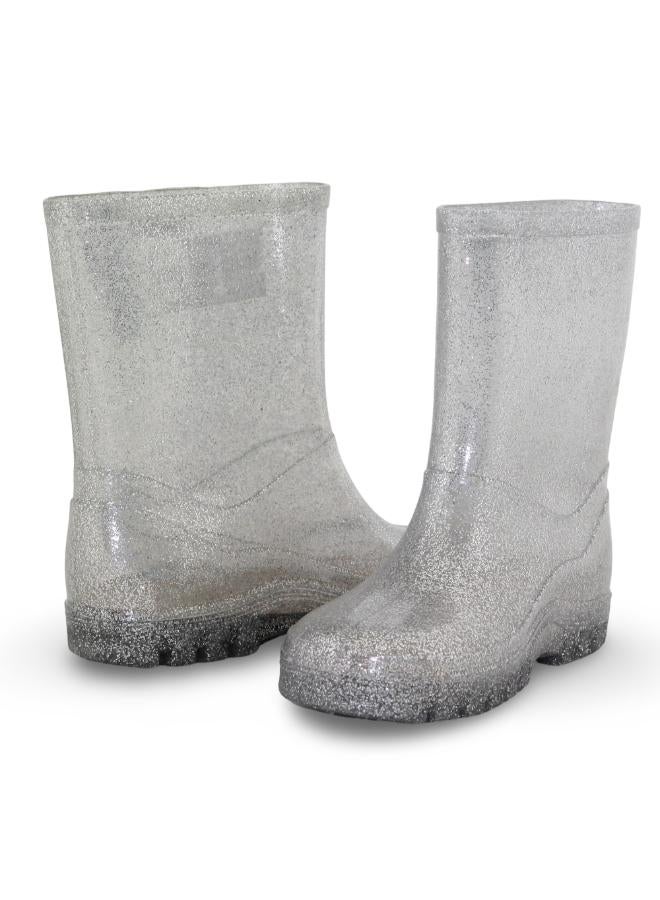 Jellies Girls Rubber Rain Boots – Silver - Image 2