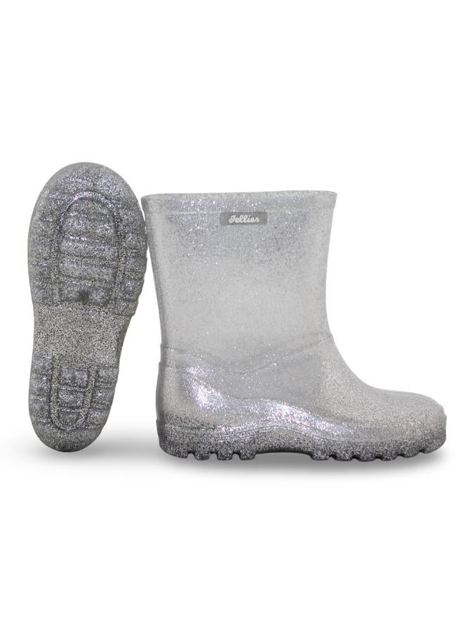 Jellies Girls Rubber Rain Boots – Silver - Image 3