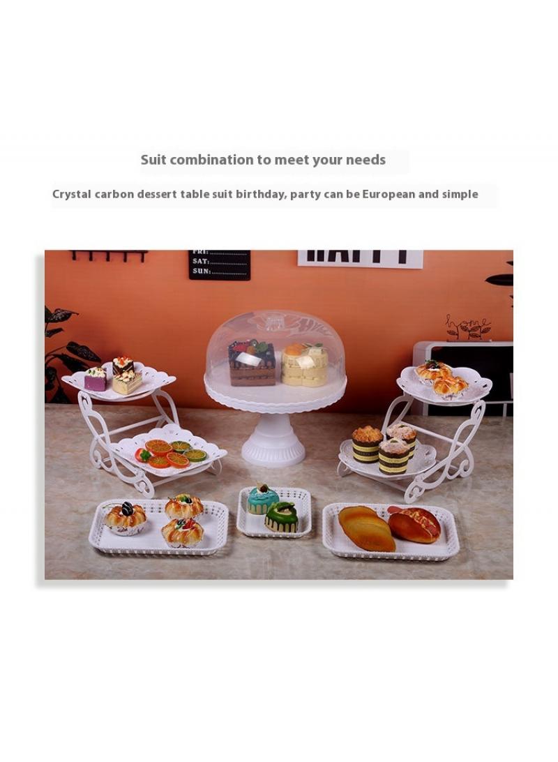 Bluejw 5-Piece Cake Dim Sum Tray Shelf Set Plastic Cake Stands Set White - Image 3