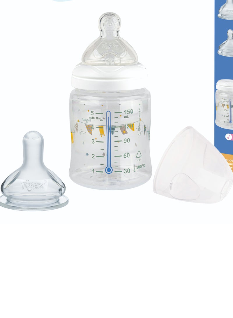 TIGEX My First Bottle Kit - Feeding Bottle, 2 Teats and Pacifier (6m+) - Image 1