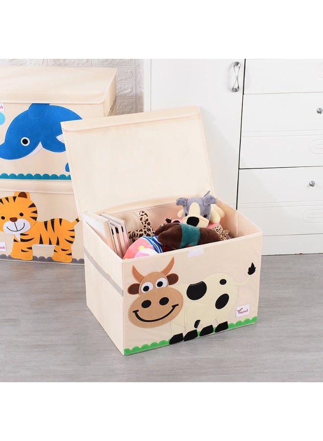 صندوق ألعاب كبير، سلة تخزين ألعاب أطفال قماشية ناعمة من القماش الناعم، بغطاء علوي قابل للطي وخفيف الوزن، قابل للطي والفك، لحضانة الأطفال الصغار والرضع - Image 1