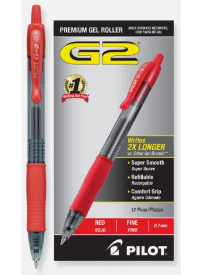 بايلوت قلم بايلوت جي تو حبر جل احمر 0.7, شد 12 قلم - Image 1