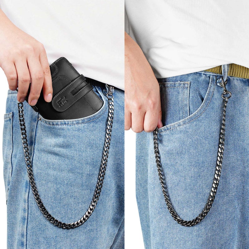 furid Genuine Leather Chain Wallet: RFID Blocking Men's Wallet with Anti-Theft Chain - Bifold Zipper Coin Pocket Holds 15+ Cards - Gift for Motorcyclists Outdoor Workers Travelers on Birthday - Image 5