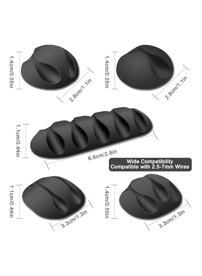 erorex 16Pack Cable Clips Black, Self Adhesive Cord Holder, Ideal Cable Management Cord Organizer Wire Keeper for Desk, Nightstand, Phone Charger, Computer, Home, Office, Car - Image 4