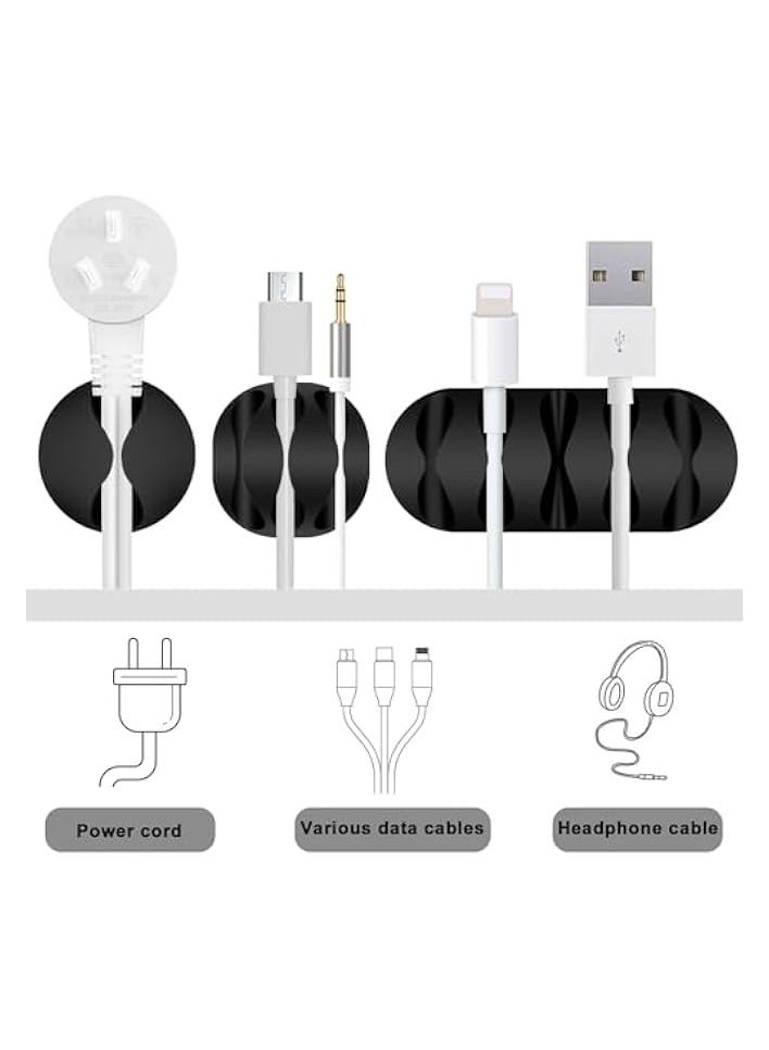 erorex 16Pack Cable Clips Black, Self Adhesive Cord Holder, Ideal Cable Management Cord Organizer Wire Keeper for Desk, Nightstand, Phone Charger, Computer, Home, Office, Car - Image 3