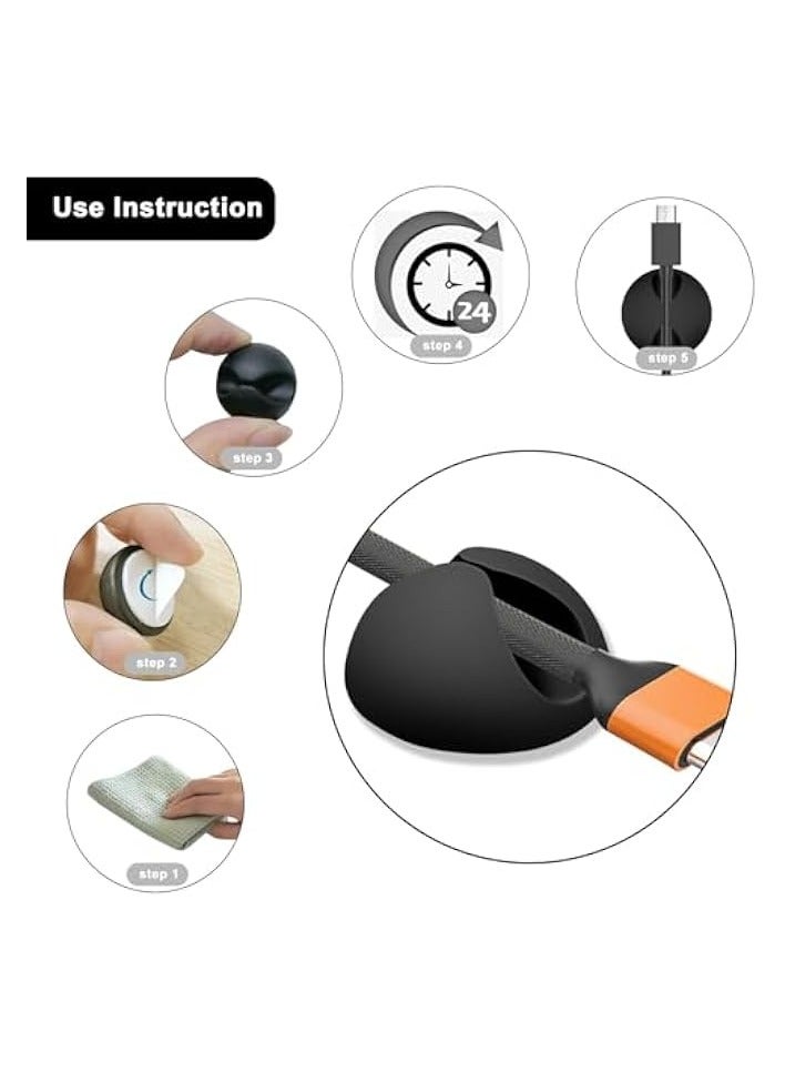 erorex 16Pack Cable Clips Black, Self Adhesive Cord Holder, Ideal Cable Management Cord Organizer Wire Keeper for Desk, Nightstand, Phone Charger, Computer, Home, Office, Car - Image 2