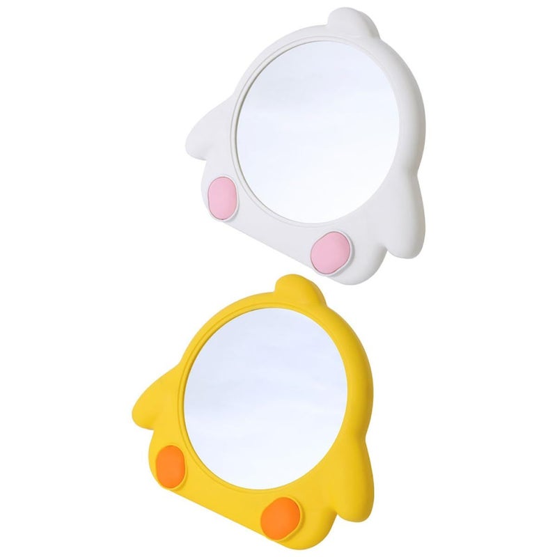 2pcs Cartoon Chick Makeup Mirror Set Foldable Wall Hanging and Tabletop Chrome Plated Cosmetic Mirrors Reflective Wardrobe Decor - Image 2
