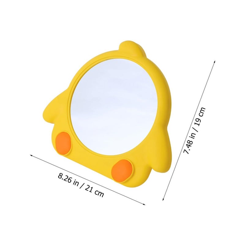 2pcs Cartoon Chick Makeup Mirror Set Foldable Wall Hanging and Tabletop Chrome Plated Cosmetic Mirrors Reflective Wardrobe Decor - Image 3