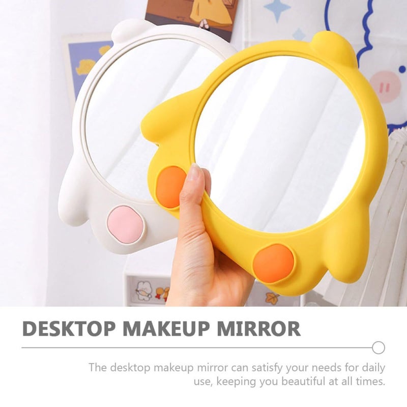 2pcs Cartoon Chick Makeup Mirror Set Foldable Wall Hanging and Tabletop Chrome Plated Cosmetic Mirrors Reflective Wardrobe Decor - Image 4