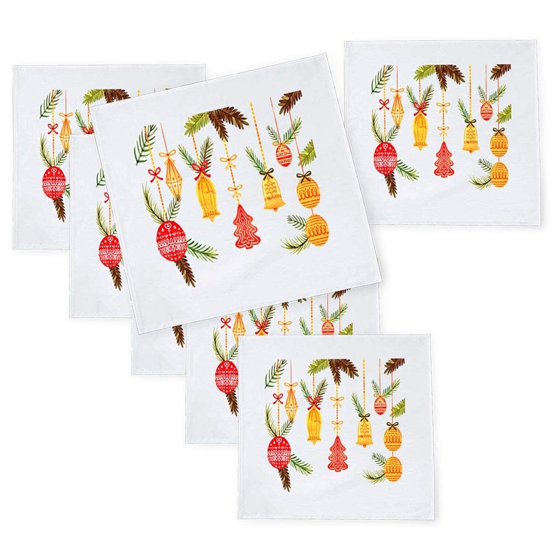 Khakee 6 Pcs Christmas Theme Tafta Silk Table Napkins 10x 10 for Xmas Decoration Christmas OrnamentsChristmas Gift npxmas113P - Image 1