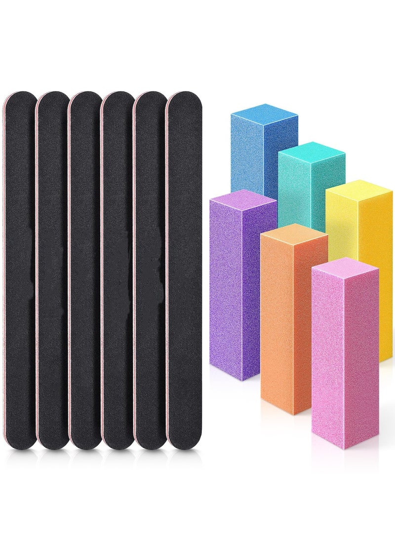 TsMADDTs 12PCS Nail Files and Buffers, Professional Manicure Tools Kit, Rectangular Art Care Buffer Block Tools, 100 180 Grit(Multicolour)  - Image 1
