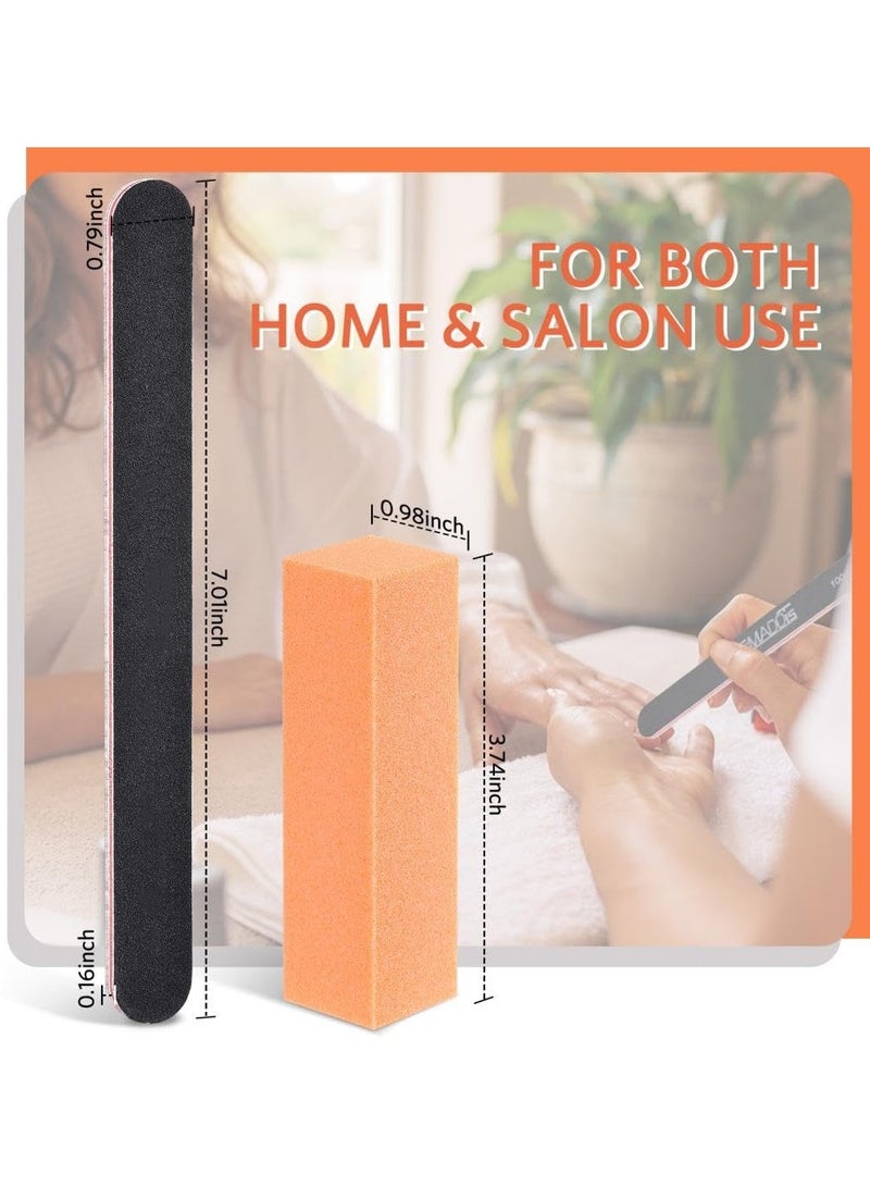 KHAJUL 12PCS Nail Files and Buffers Set for Acrylic Gel Nail and Natural Nail Double Sided Emery Boards, Professional Manicure Tools Kit, Rectangular Art Care Buffer Block Tools, 100 180 Grit(Multicolour) - Image 3