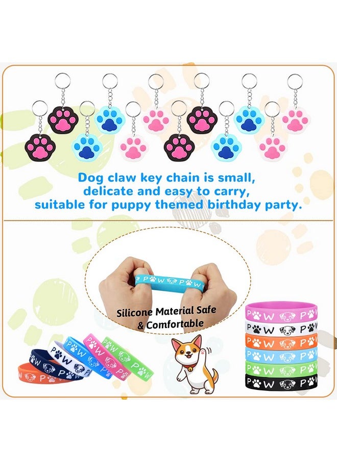 Bluegogo 122Pcs Dog Party Favors Gift Set for Kids Dog Birthday Party Supplies Include 12 Dog DIY Face Stickers 12 Dog Bags 12 Keychains 12 Bracelets 50 Stickers for Puppy Party Favors  - Image 5
