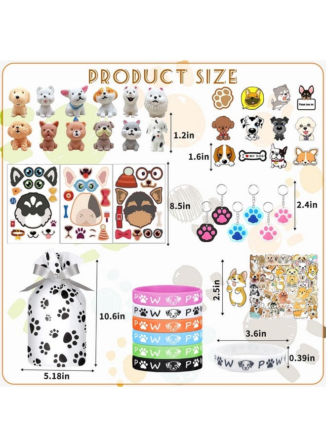 Bluegogo 122Pcs Dog Party Favors Gift Set for Kids Dog Birthday Party Supplies Include 12 Dog DIY Face Stickers 12 Dog Bags 12 Keychains 12 Bracelets 50 Stickers for Puppy Party Favors  - Image 4