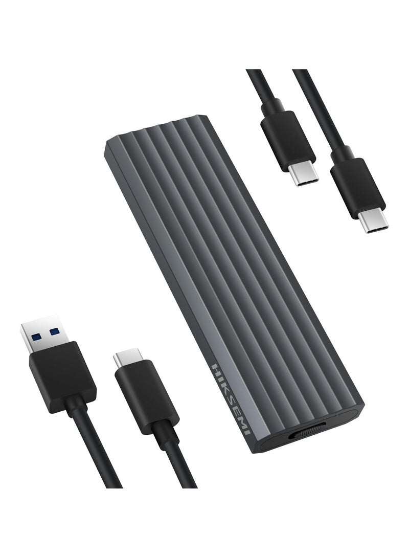 هيكسيمي حاوية HIKSEMI M.2 NVMe SSD، محول USB C 3.2 Gen 2 10Gbps M2 USB SSD، حافظة NVMe SSD من الألومنيوم بدون أدوات لمفتاح PCIe M-Key/M+B SSD مقاس 2230/2242/2260/2280، تدعم UASP Trim - Image 2