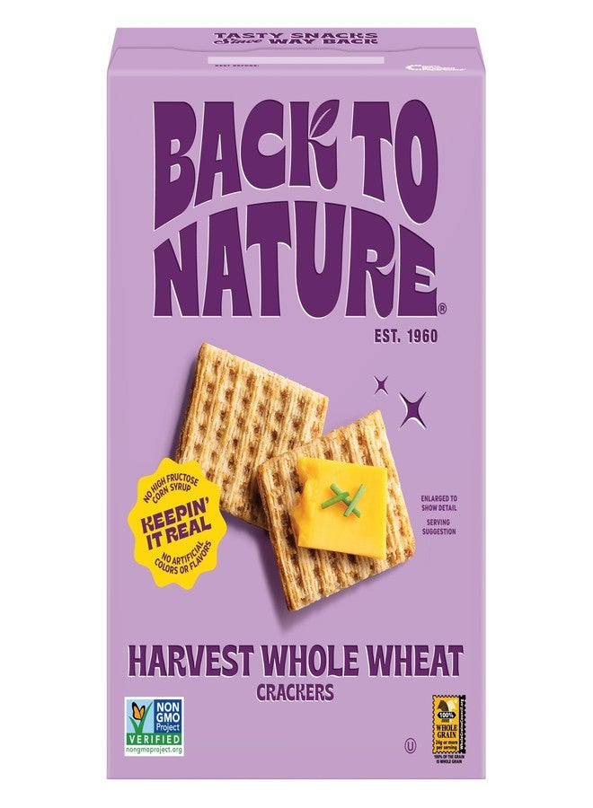 Back to Nature Harvest Whole Wheat Crackers, Non-GMO,Plant-Based Snack Cracker, Made with Whole Grain Wheat & Sea Salt, Snack Happy, 7 oz Box - Image 1