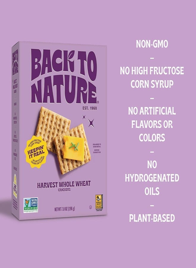 Back to Nature Harvest Whole Wheat Crackers, Non-GMO,Plant-Based Snack Cracker, Made with Whole Grain Wheat & Sea Salt, Snack Happy, 7 oz Box - Image 4