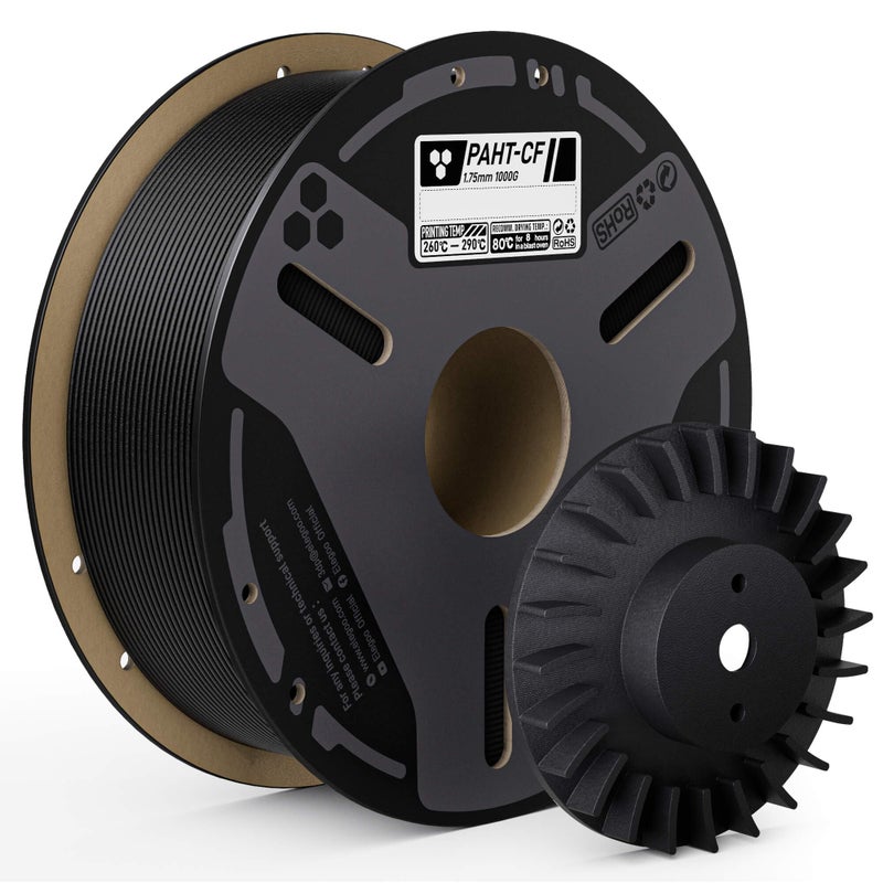 ELEGOO Carbon Fiber PAHT Filament 1.75mm Black 1KG, Nylon CF High Temp 3D Printing Filament, High Strength & Rigidity, Corrosion Resistance, 1KG(2.2lbs) Spool for Enclosed FDM 3D Printers - Image 1