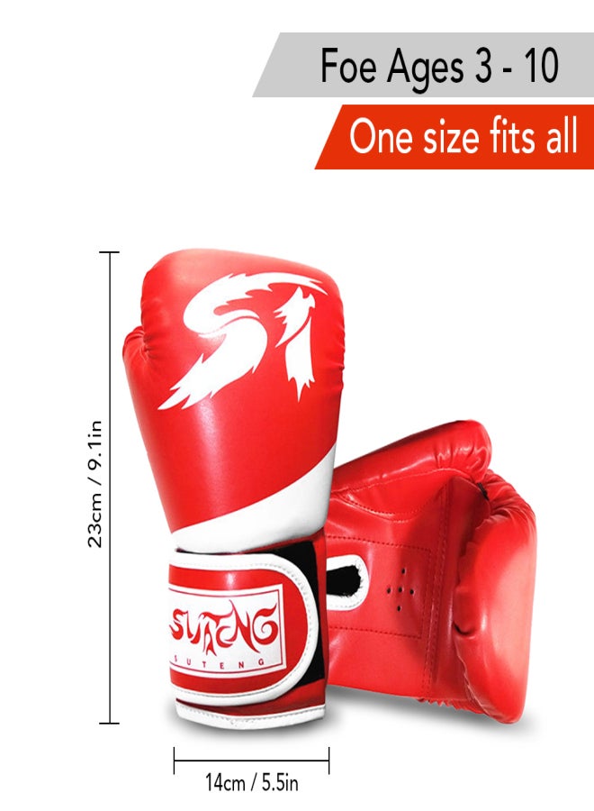 SUTENG Children Boxing Gloves Kids Kick Boxing Training Gloves Youth Muay Thai Punching Bag Mitts Boxing Practice Equipment for Punch Bag Sack Boxing Pads Age 3 to 10 Years Old - Image 2
