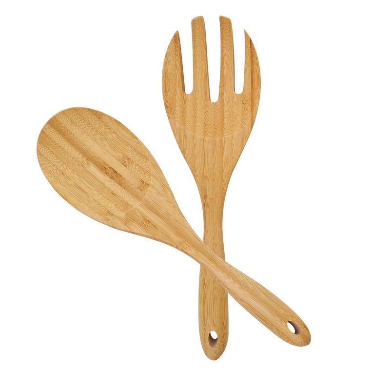 Youkoo kitchen Youkoo 12 Inch Bamboo Wood Salad Servers Cooking Utensils Spoon and Fork