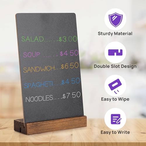 JEFURE 6Pcs Tabletop Chalkboard Sign, 7.8x5 Inch Double-Sided Message Boards, Blackboard with Base Stands for Coffee Shop, Restaurant, Home, Bar - Image 3